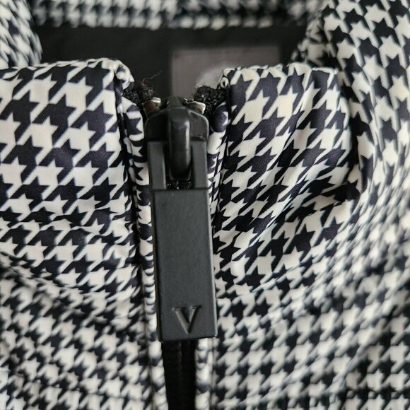 Vince Camuto Puffer Jacket Women Medium Zip Up Houndstooth Print Black White NWT - Picture 10 of 16